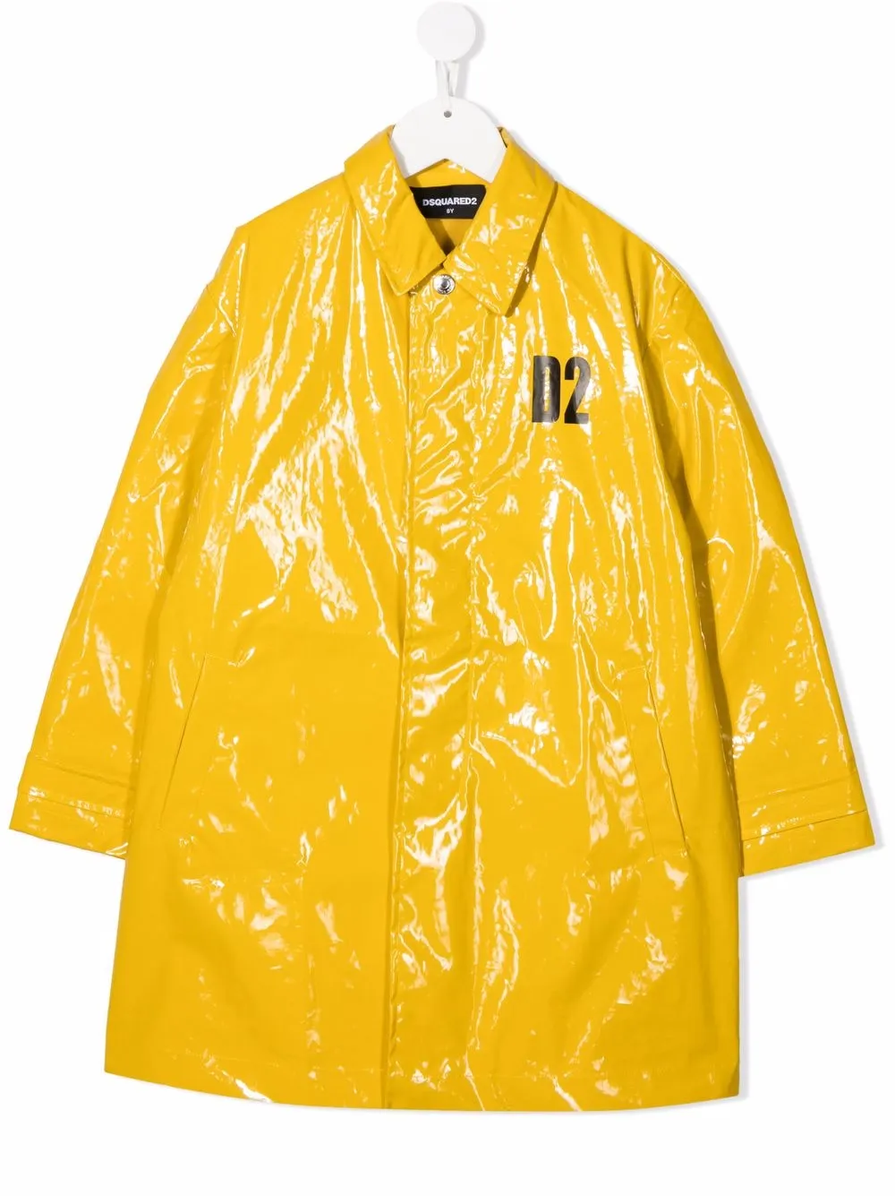 

Dsquared2 Kids high-shine logo-stamp trench coat - Yellow