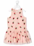 Stella McCartney Kids strawberry-embroidered tulle dress - Pink