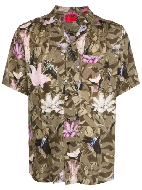 HUGO Camisa Ellino floral com mangas curtas