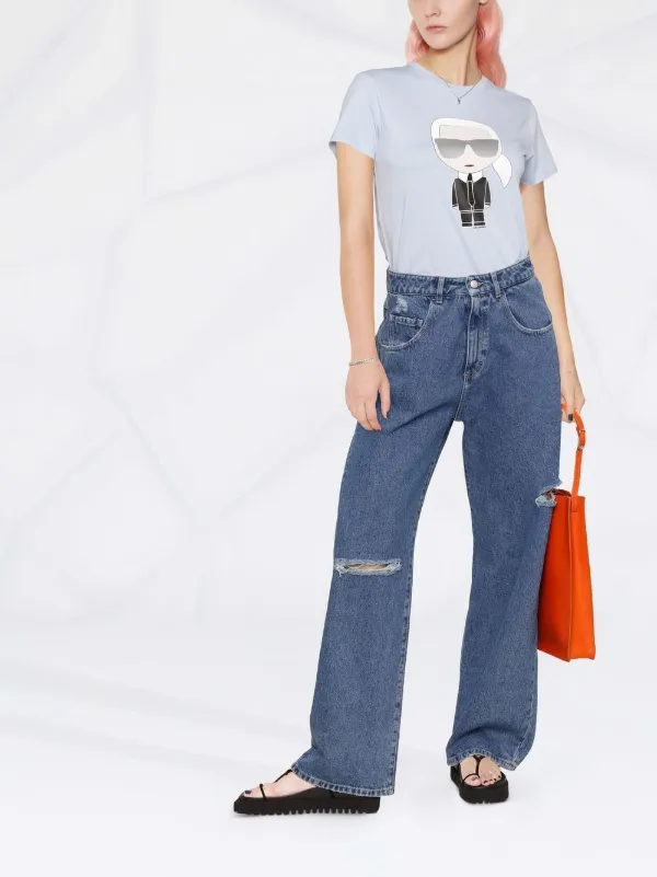 ICON DENIM Poppy distressed-effect wide-leg Jeans - Farfetch
