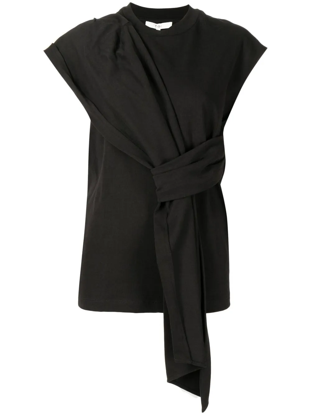 

Tibi knot-detail cotton tank top - Black