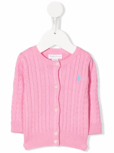 Ralph Lauren Kids كارديغان بحياكة الضفيرة وشعار 'بولو بوني'