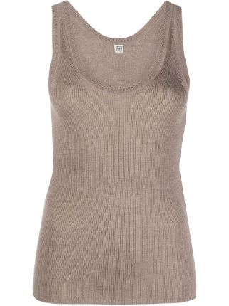 Fine rib cashmere and silk tank top