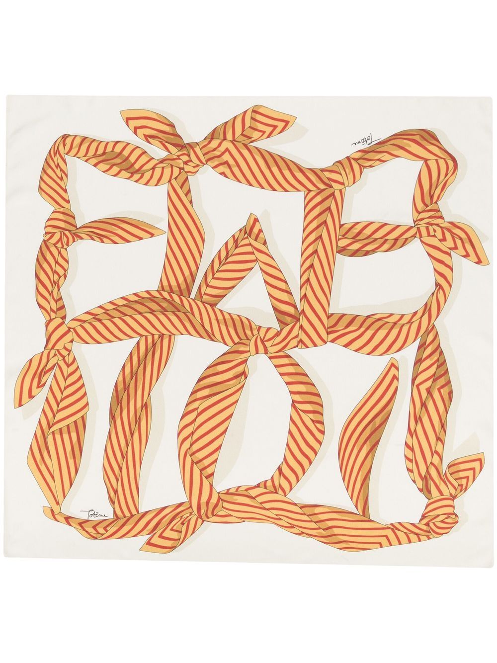 Totême Knotted Monogram Printed Silk Scarf in Metallic