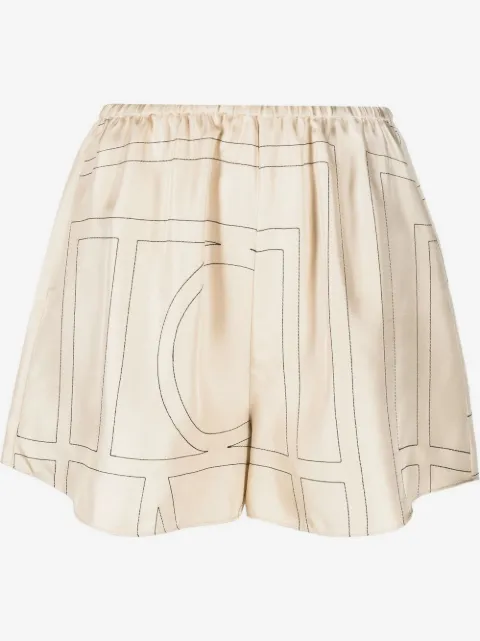 TOTEME monogram silk pj shorts ivory