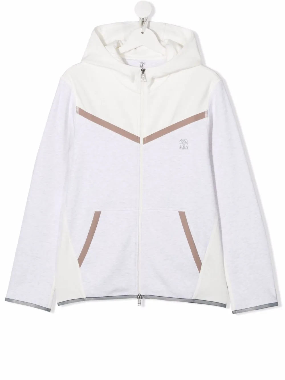 

Brunello Cucinelli Kids TEEN colour-block hooded windbeaker - Neutrals