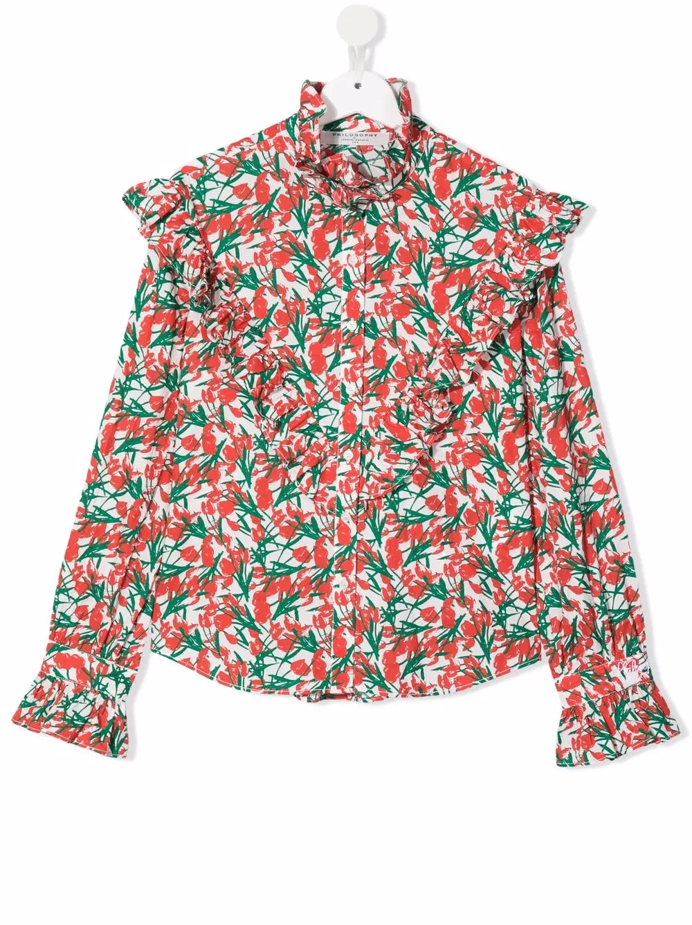 

Philosophy Di Lorenzo Serafini Kids camisa floral con volantes - Blanco