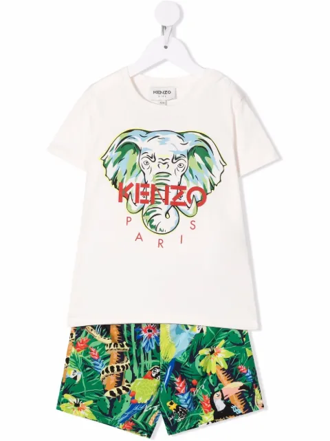 Kenzo Kids طقم شورت وتيشيرت بطبعة استوائية
