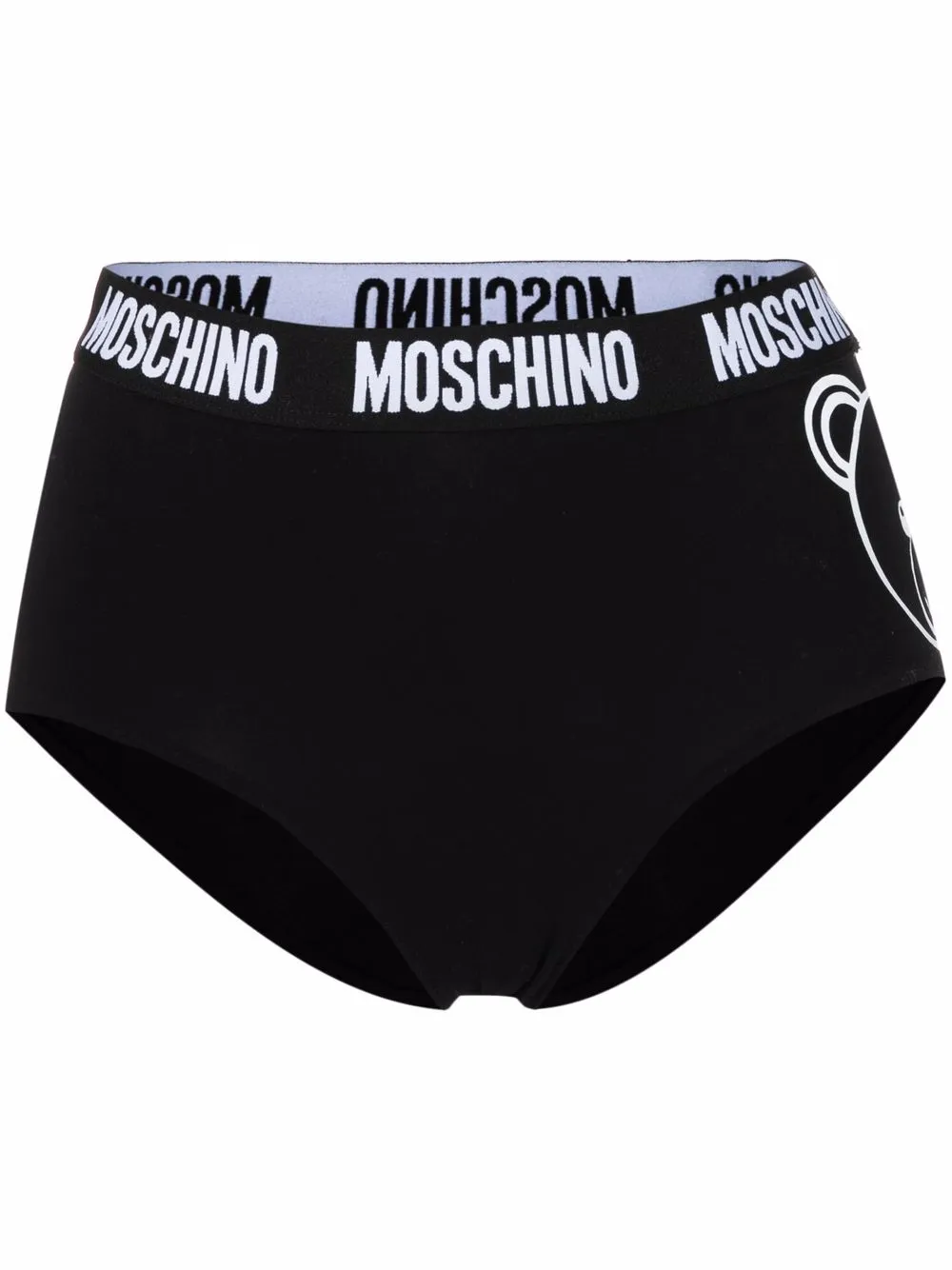 Moschino Logo-waistband Briefs In Black