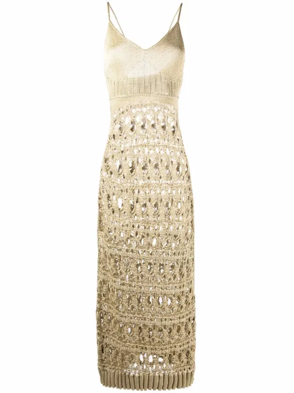 Christopher Esber Cut-Out Knitted Maxi Dress - Gold