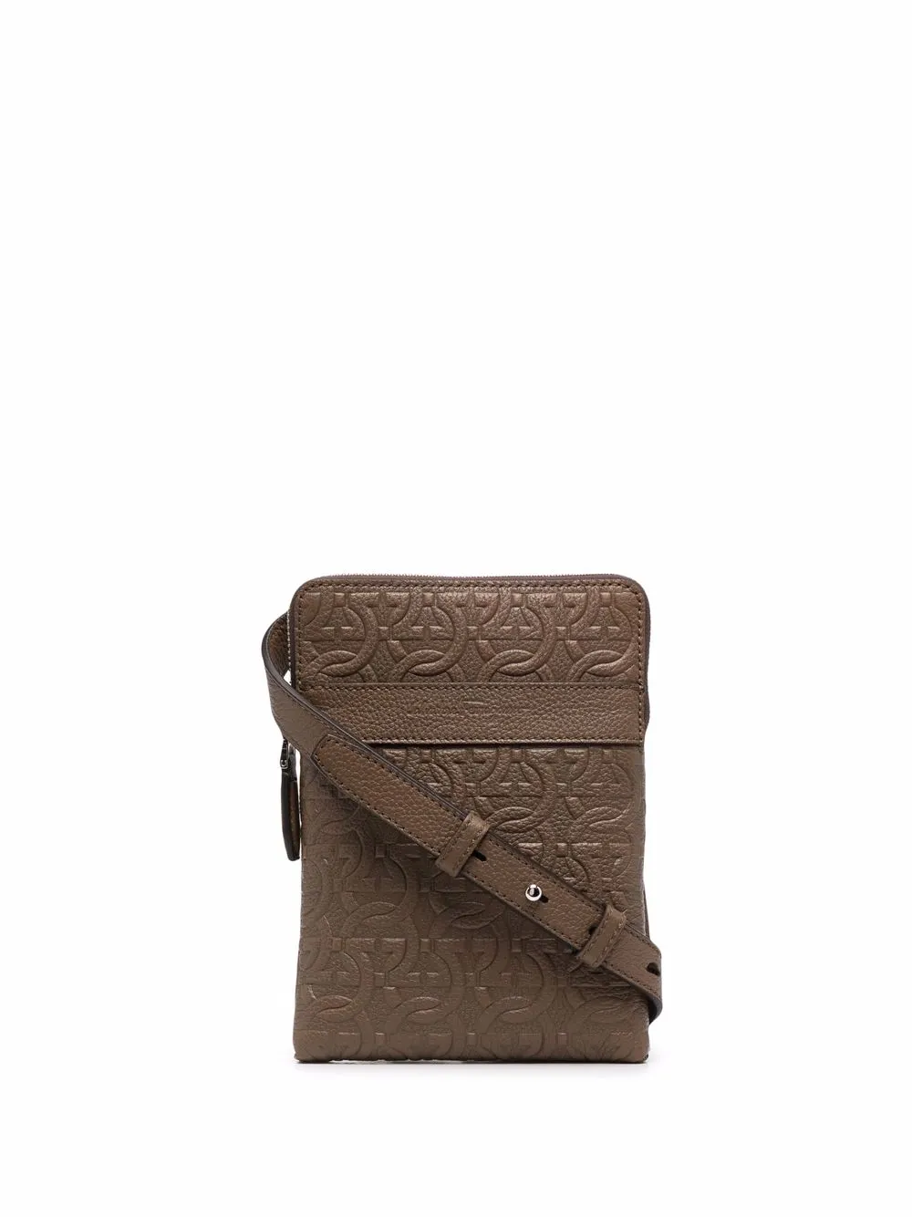 

Ferragamo Gancini embossed messenger bag - Brown