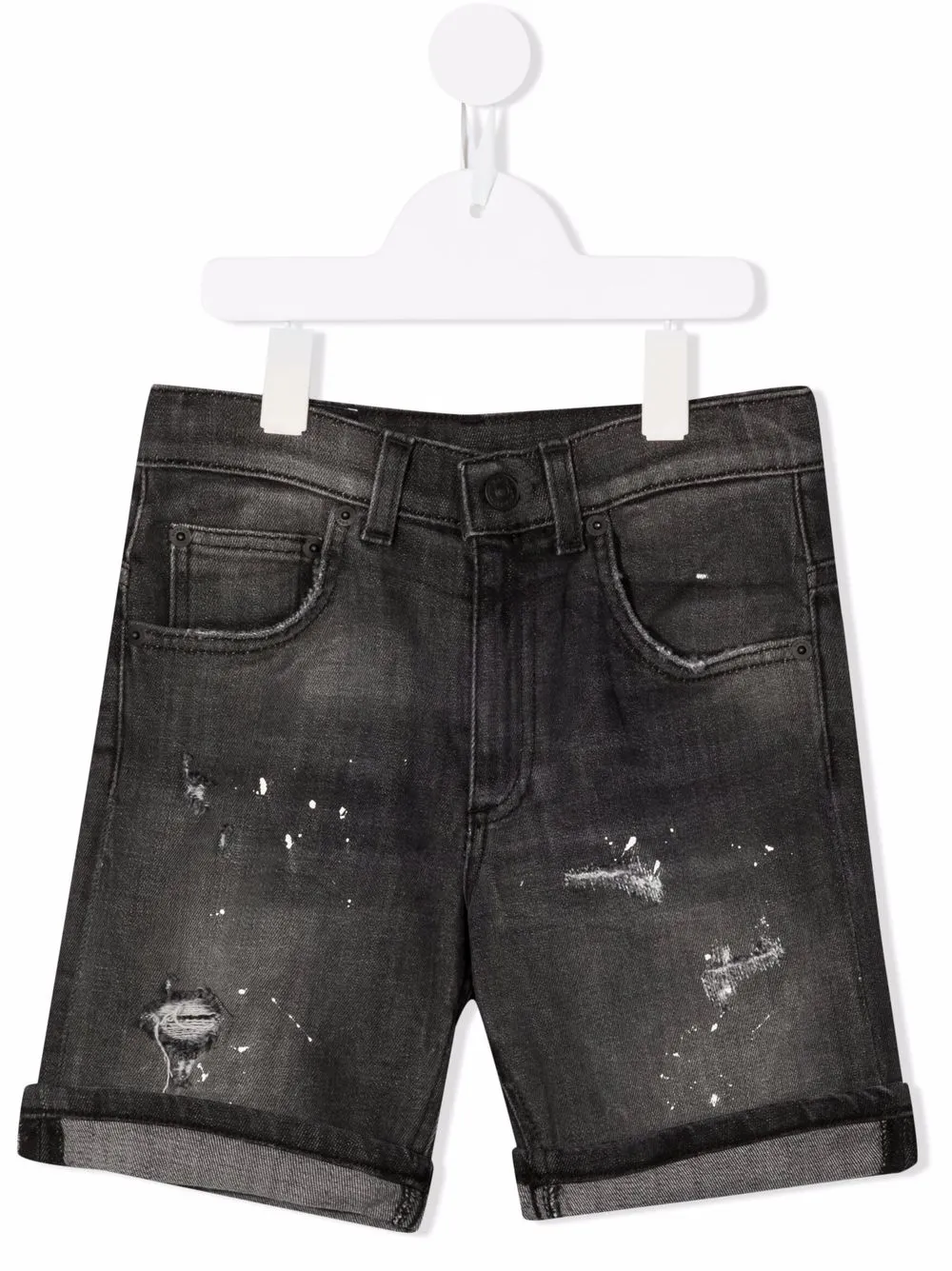 

DONDUP KIDS shorts de mezclilla con detalles rasgados - Negro