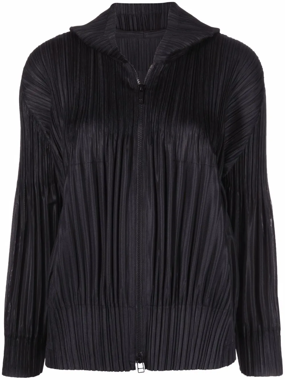 

Pleats Please Issey Miyake chamarra bomber plisada con capucha - Negro