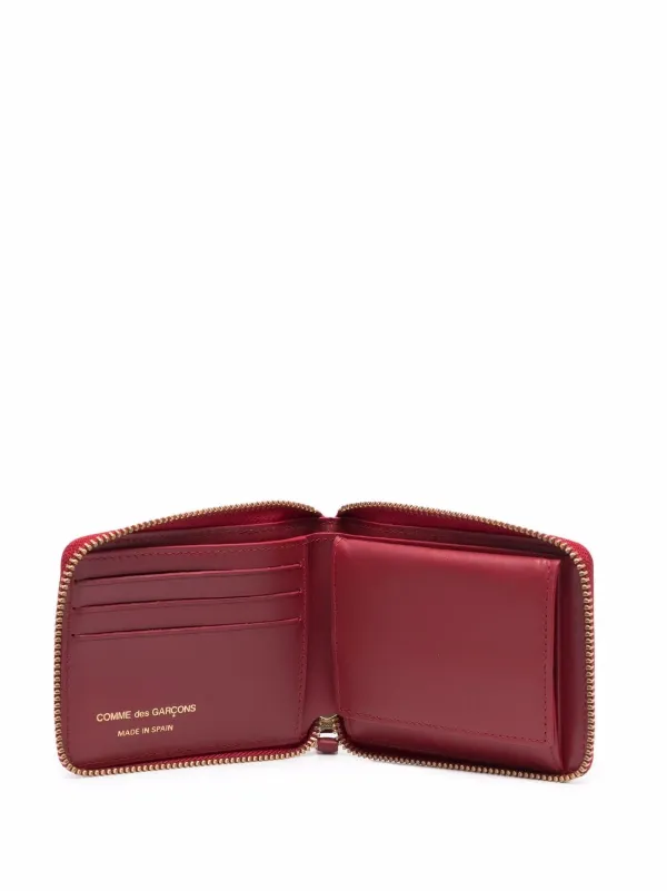 Comme Des Garçons Wallet bi-fold Zipped Leather Wallet | Red