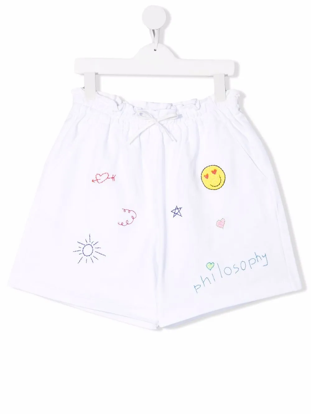 

Philosophy Di Lorenzo Serafini Kids shorts con logo bordado - Blanco