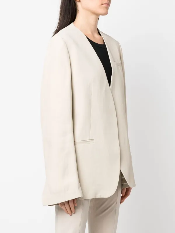 Long collarless clearance blazer