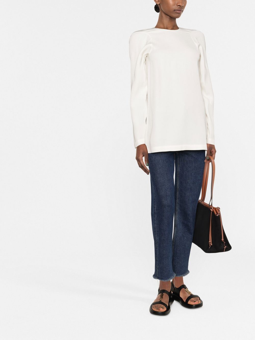 Image 2 of TOTEME slouched-shoulder long-sleeve blouse