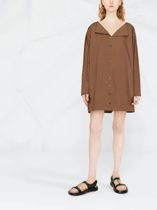 TOTEME boat neck Organic Cotton Dress Brown FARFETCH CA