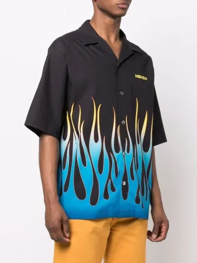 flame-print branded short-sleeve shirt 