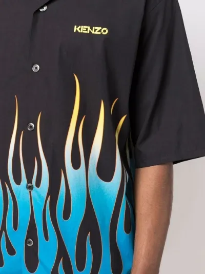 flame-print branded short-sleeve shirt 