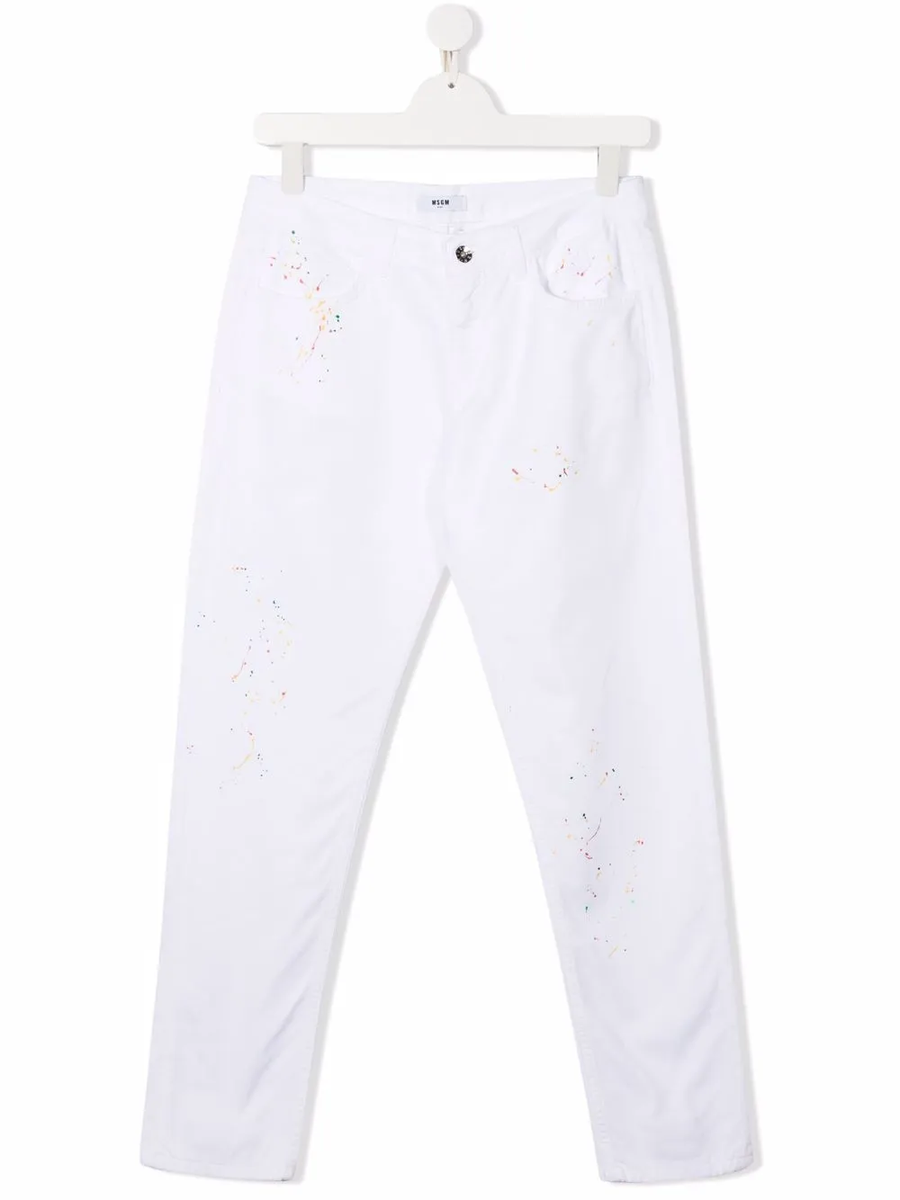 

MSGM Kids jeans con motivo de salpicaduras de pintura - Blanco