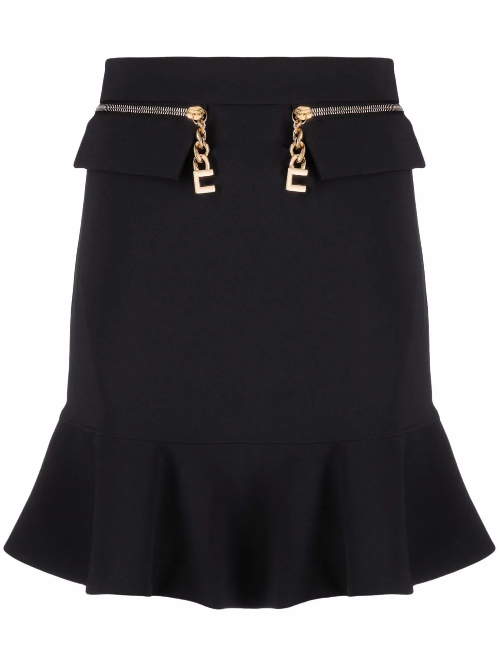 

Elisabetta Franchi ruffled-hem skirt - Black