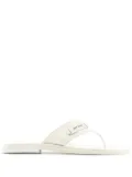BY FAR logo plaque flip flops - White