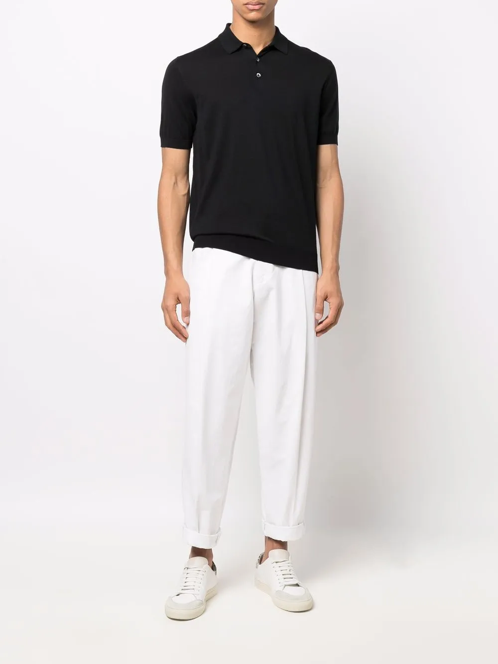 Mauro Ottaviani Button-down poloshirt - Zwart