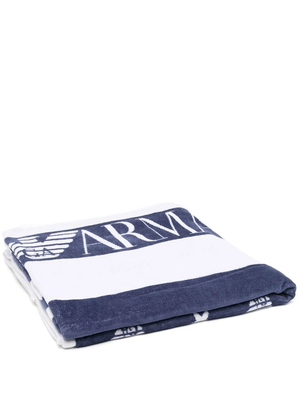 

Emporio Armani striped logo towel - Blue