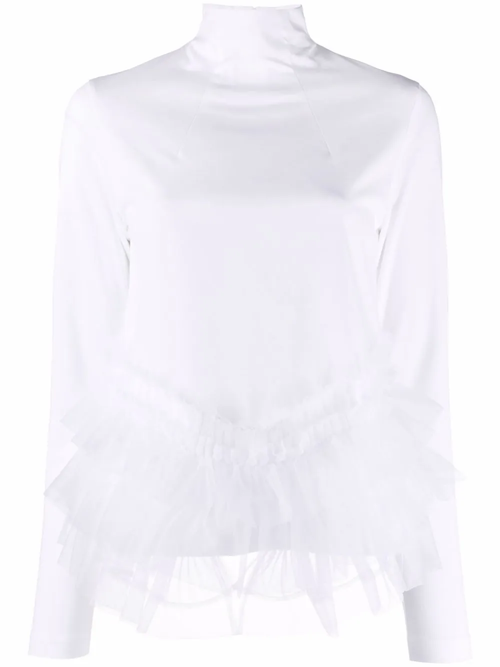 

Comme Des Garçons Noir Kei Ninomiya tulle-trimmed roll-neck top - White