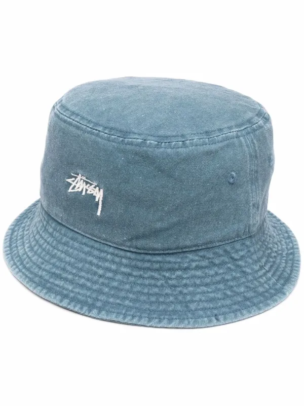 embroidered denim bucket hat