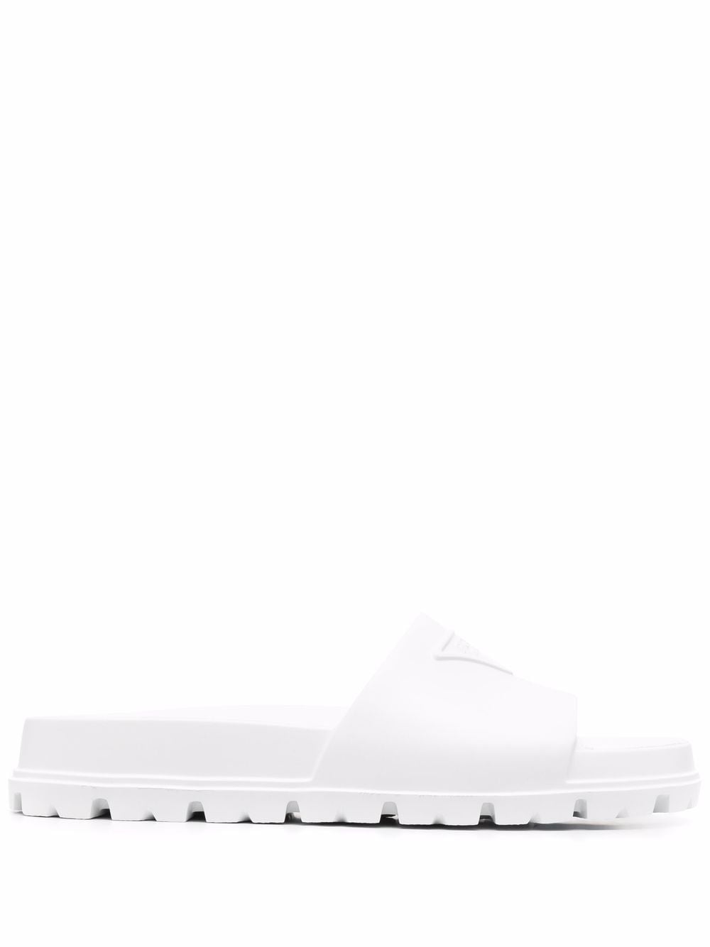 

Prada triangle logo-embossed lug-sole slides - White