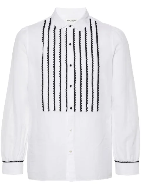 Saint Laurent contrasting lace-detail shirt