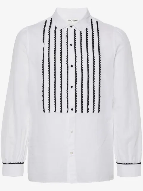 Saint Laurent contrasting lace-detail shirt