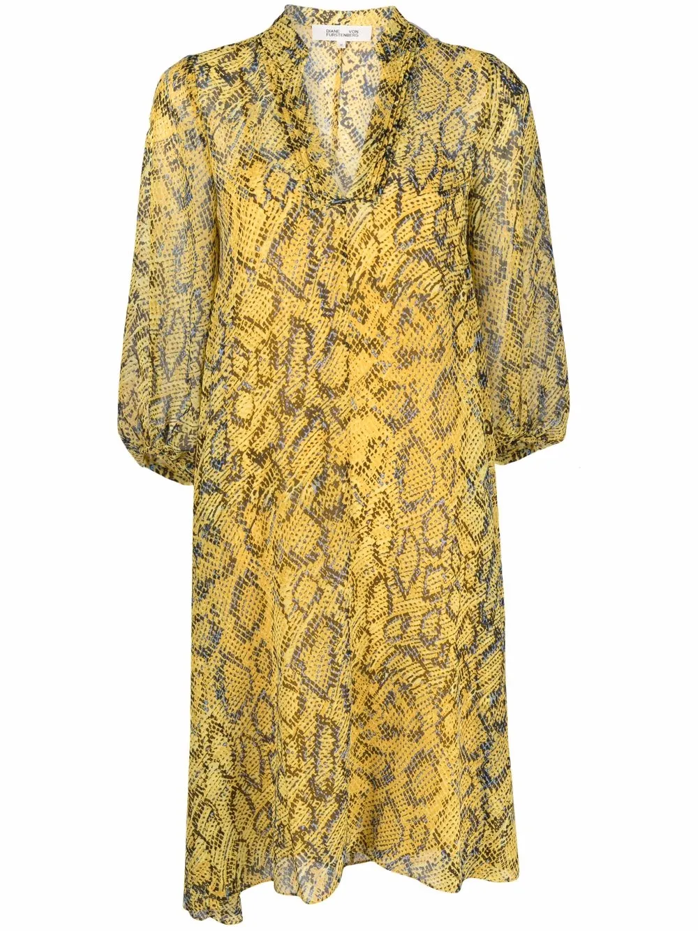 

DVF Diane von Furstenberg vestido midi con animal print - Amarillo