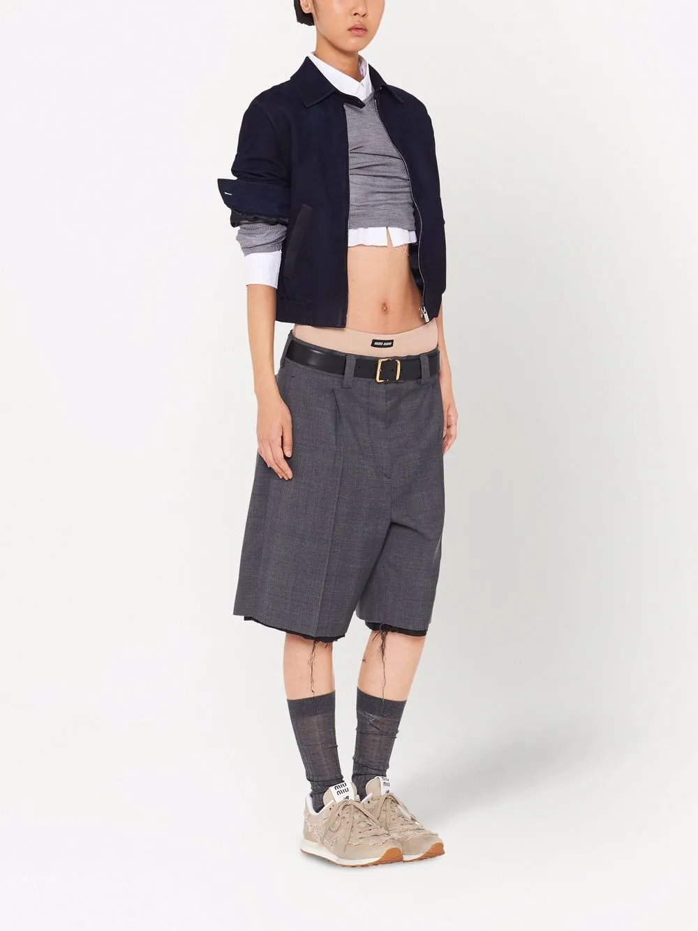 Miu Miu Leren jack - Blauw