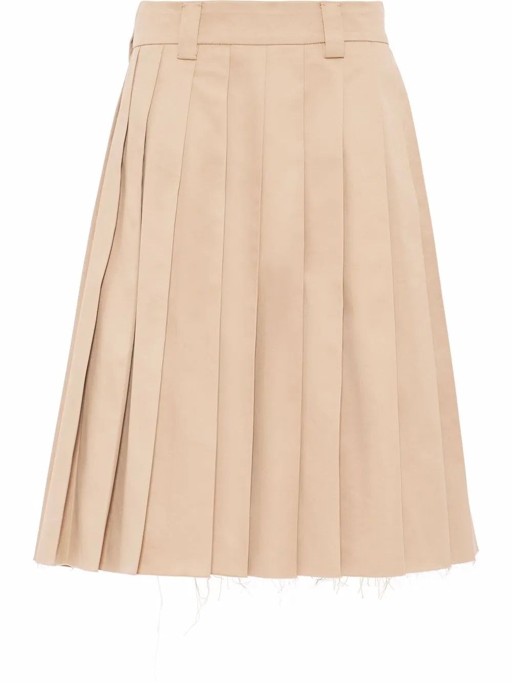 pleated chino midi skirt