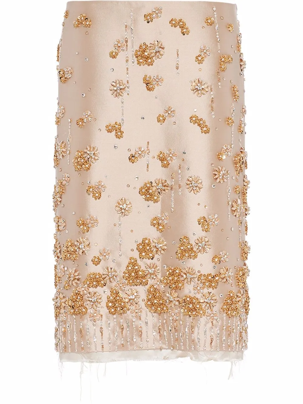 

Miu Miu flower-embellished silk-wool midi skirt - Neutrals