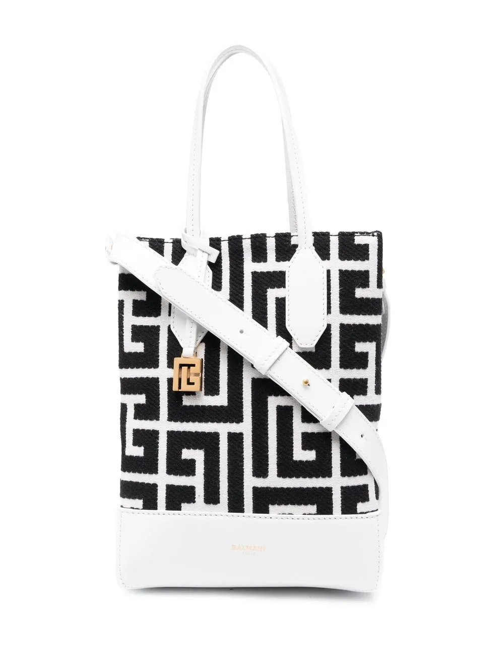 

Balmain small monogram jacquard shopping bag - Black