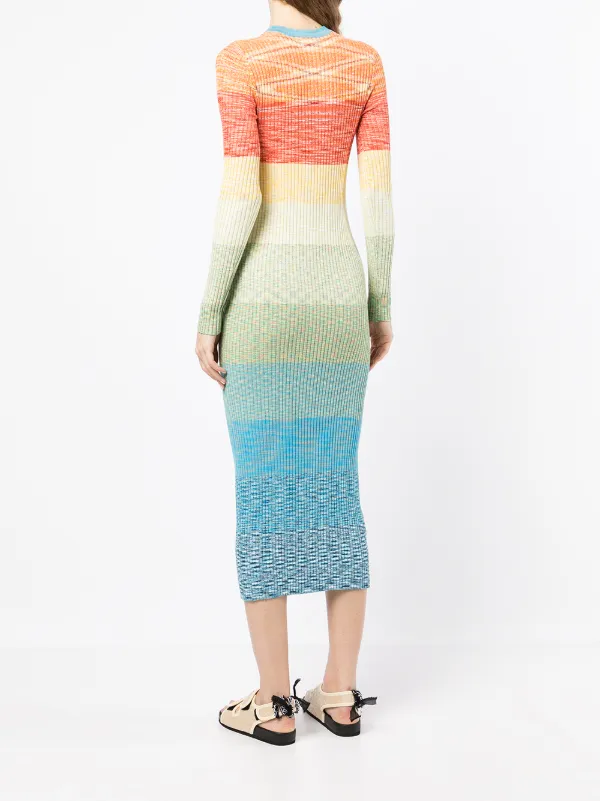 STAUD Striped button-down Midi Dress 