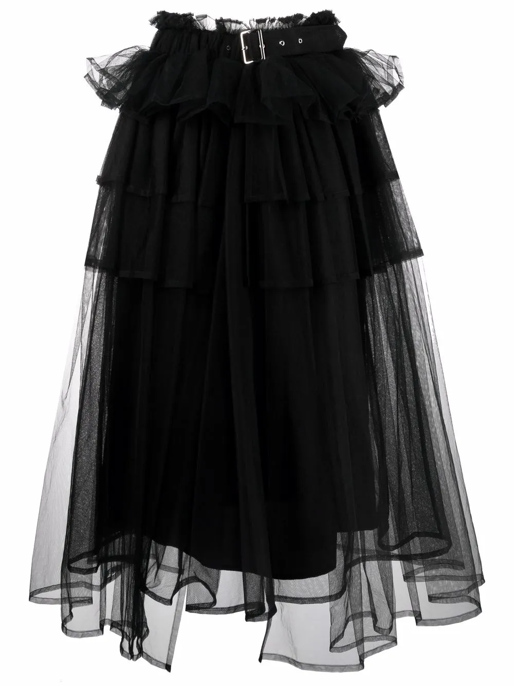 

Comme Des Garçons Noir Kei Ninomiya belted tiered-tulle midi skirt - Black