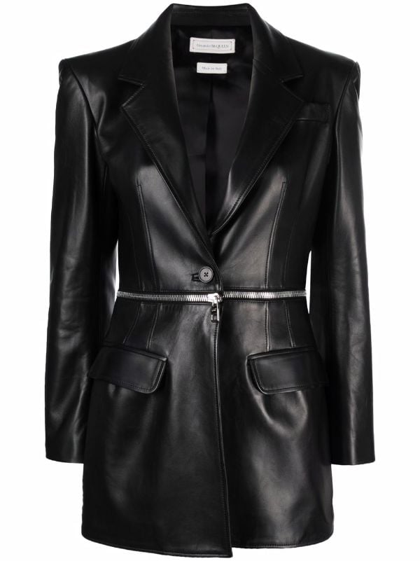 Alexander McQueen zip-detail Leather Blazer - Farfetch