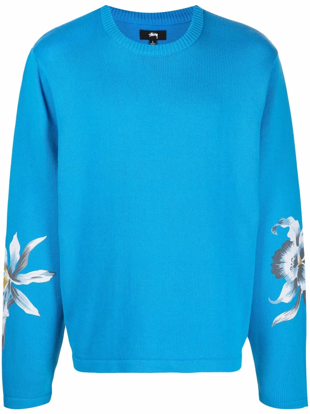 Stussy Jacquard Flower Knit Crewneck Sweater - Black