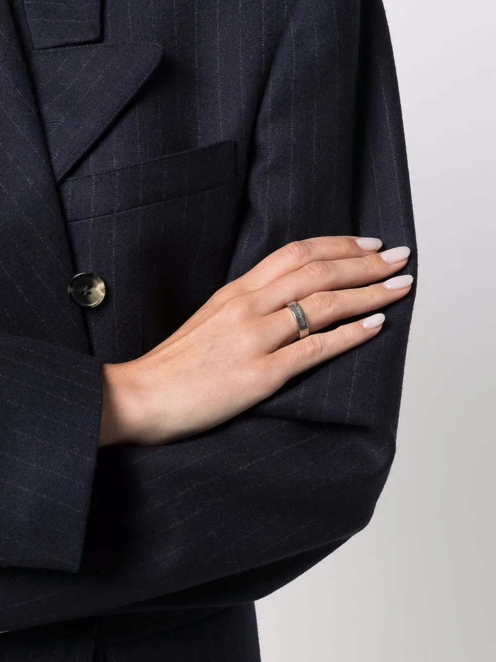 Maison Margiela Ring met gegraveerd logo - Zilver