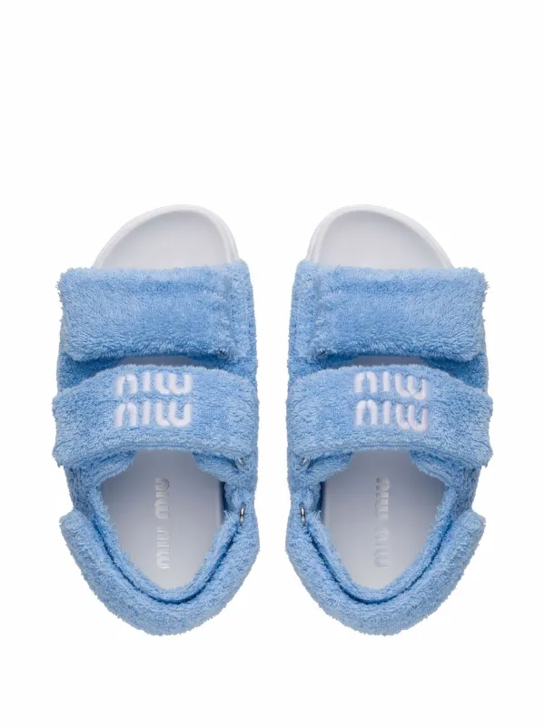 Miu Miu Sandalias Con Tira Autoadherente Azul FARFETCH MX