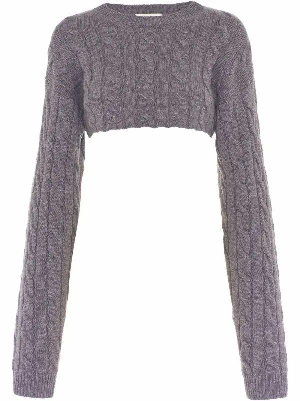 Miu Miu Cable Knit Cropped Cashmere Jumper - Farfetch