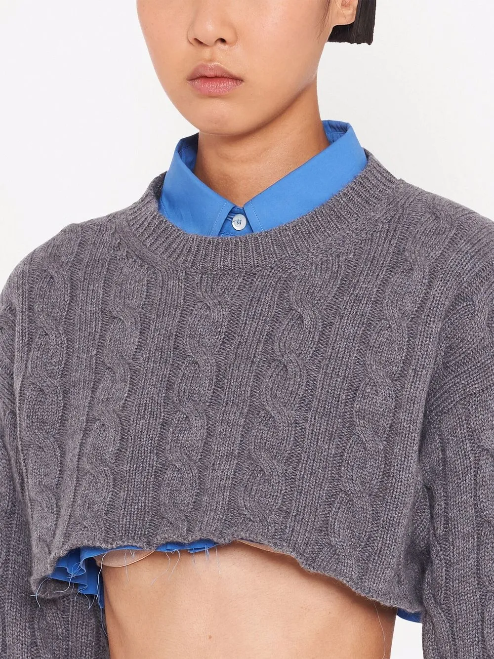 Miu Miu Cable Knit Cropped Cashmere Jumper - Farfetch