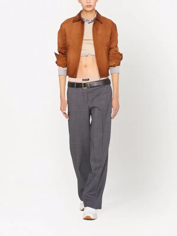 Miu Miu Prince Of Wales Check Straight Leg Trousers | Grey