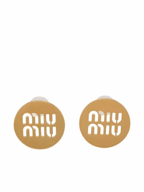 Boucles d'oreilles à logo Miu - Miu Miu - Modalova