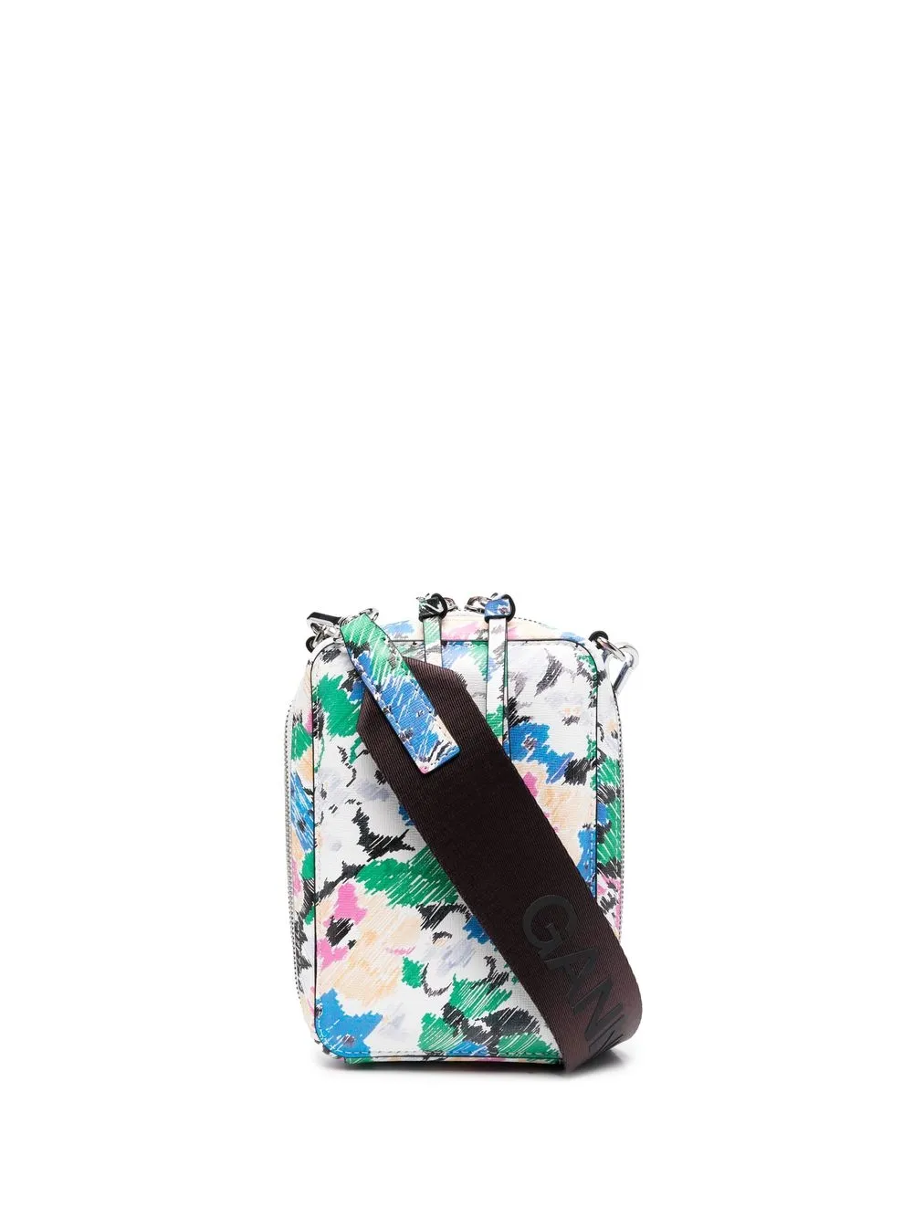 

GANNI Banner floral-print tote bag - Blue